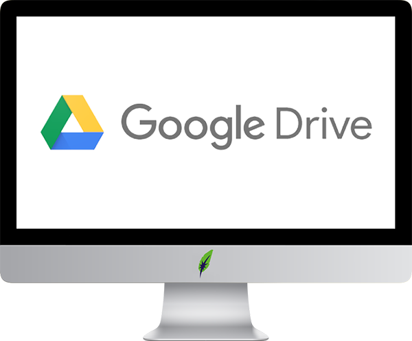 Screenschot computerscherm met logo Google Drive - in kleur op transparante achtergrond - 600 * 496 pixels

